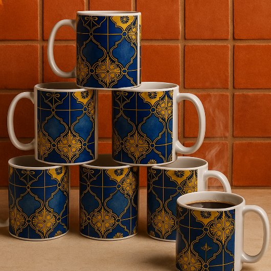 Marokkanisches maurisches elegantes Blau- und Gold Kaffeetasse