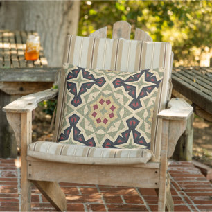 Marokkanisches mediterranes Boho-Fliesen-Kunstmust Kissen