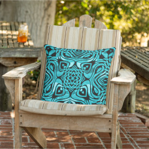 Marokkanisches mediterranes Boho-Fliesen-Kunstmust Kissen