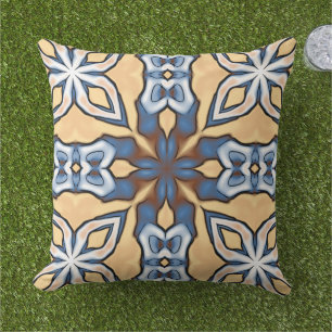 Marokkanisches mediterranes Boho-Fliesen-Kunstmust Kissen