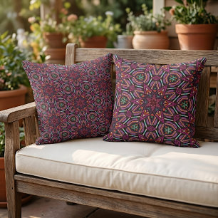 Marokkanisches mediterranes Boho-Fliesen-Kunstmust Kissen