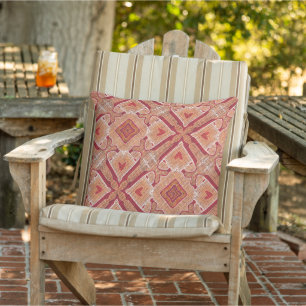 Marokkanisches mediterranes Boho-Fliesen-Kunstmust Kissen