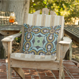 Marokkanisches Mittelmeer Boho-Fliesen-Kunstmuster Kissen