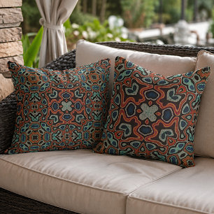 Marokkanisches Mittelmeer Boho-Fliesen-Kunstmuster Kissen