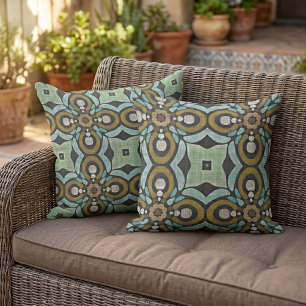 Marokkanisches Mittelmeer Boho-Fliesen-Kunstmuster Kissen