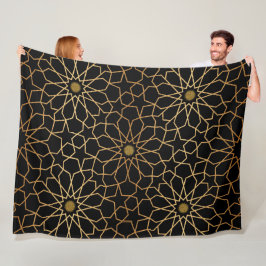 Marokkanisches Modernes Gold Schwarzes Mittelmeer  Fleecedecke