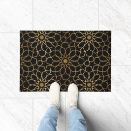 Marokkanisches Modernes Gold Schwarzes Mittelmeer  Fußmatte