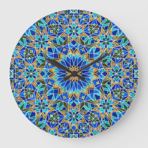 Marokkanisches Mosaik: Arabisches Nahtloses Design Große Wanduhr