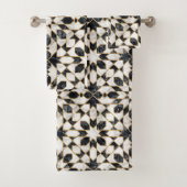 Marokkanisches Mosaik aus schwarzem und weißem Mar Badhandtuch Set (Insitu)