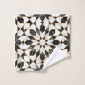 Marokkanisches Mosaik aus schwarzem und weißem Mar Badhandtuch Set (Waschlappen)