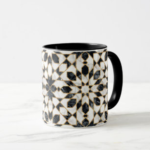 Marokkanisches Mosaik aus schwarzem und weißem Mar Tasse