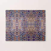 marokkanisches Mosaik inspiriert, blaues Beige Puzzle (Horizontal)