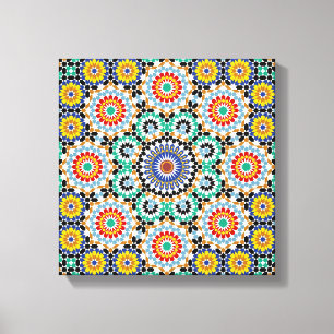Marokkanisches Mosaik Traditionelles Boho-Muster Leinwanddruck