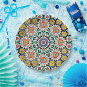 Marokkanisches Mosaik Traditionelles Boho-Muster Pappteller (Party)