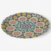 Marokkanisches Mosaik Traditionelles Boho-Muster Pappteller (Schrägansicht)