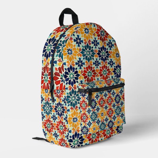 marokkanisches Muster Bedruckter Rucksack (Rückseitige Ecke links)