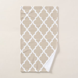 Marokkanisches Muster - Beige Badhandtuch Set