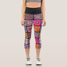 Marokkanisches Muster bunt funky art Capri Leggings
