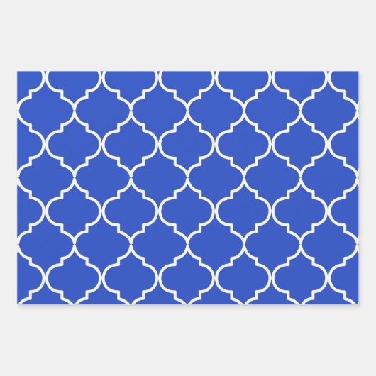 Marokkanisches Muster in Blau und Weiß Geschenkpapier Set (Vorderseite)