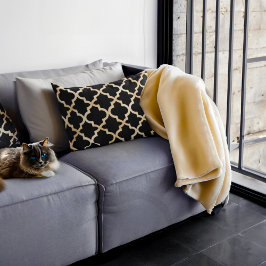 Marokkanisches Muster in Schwarz und Gold Dekokissen