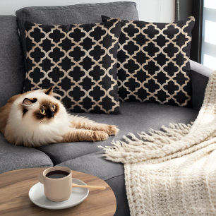 Marokkanisches Muster in Schwarz und Gold Kissen