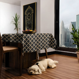 Marokkanisches Muster in Schwarz und Gold Tischdecke