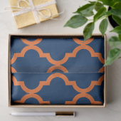 Marokkanisches Muster - Marine-Blau u. Orange Seidenpapier (Geschenk)