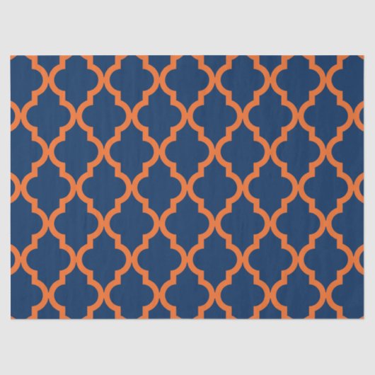 Marokkanisches Muster - Marine-Blau u. Orange Seidenpapier (Vorderseite)