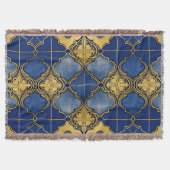 marokkanisches Muster Quatrefoils Cobalt Blue Gold Decke (Vorderseite)