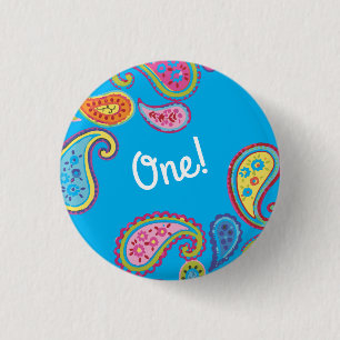 Marokkanisches Paisley Boho Kindergeburtstag Party Button