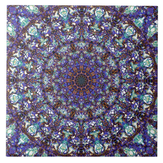 Marokkanisches romantisches farbiges Mandalamuster Fliese (Vorderseite)