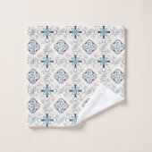 Marokkanisches Schmuck Blue Creme ethnische Stilri Badhandtuch Set (Waschlappen)