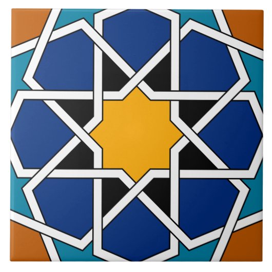 Marokkanisches spanisches geometrisches Muster Fliese (Vorderseite)
