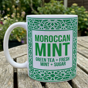 Marokkanisches Teeminzblatt-Rezept Vintage-Label Kaffeetasse