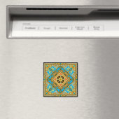 Marokkanisches Tile Blau-grünes Gold Magnet (In Situ (Geschirrspüler))