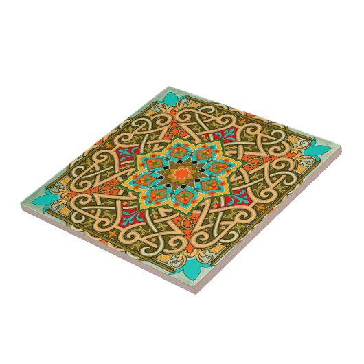 Marokkanisches Tile Green Gold Blue Fliese (Seite)