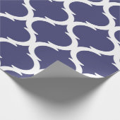 Marokkanisches Trellis Navy Blue White Lattice Mus Geschenkpapier (Ecke)