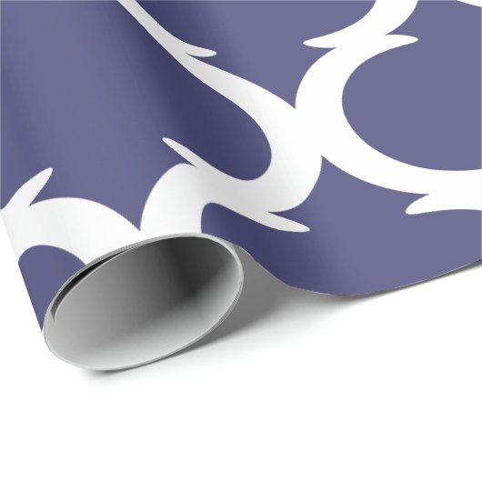 Marokkanisches Trellis Navy Blue White Lattice Mus Geschenkpapier (Rolleneckpunkt)