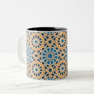Marokkanisches Zellige-Geometrisches Muster Zweifarbige Tasse