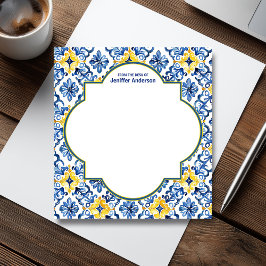 Marokkanisches Zellij Muster Blau & Gelb Notizblock