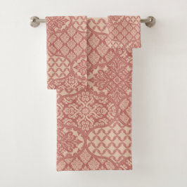 Marokkanisches Zwiebelmuster in Terra-Cotta und Li Badhandtuch Set