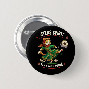 Marokko 2026 Fußball Katze - Atlas Spirit Cultural Button