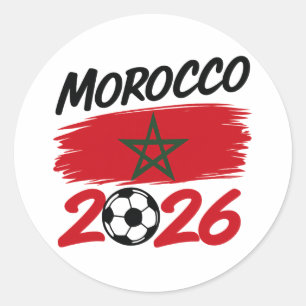 Marokko 2026 Fußballfan, Fußballanhänger Stolz Runder Aufkleber