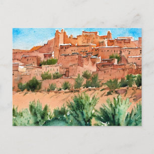 Marokko Aquarell Postkarte