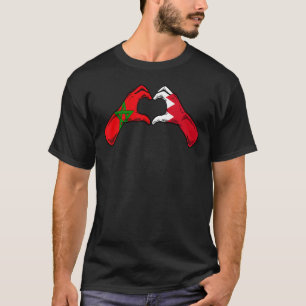Marokko Bahrain Flag Marokkanisches Bahrain Herz T-Shirt