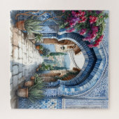 Marokko Blue Tiles Arch Birthay Wedding Gift Puzzle (Horizontal)