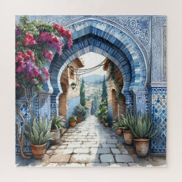 Marokko Blue Tiles Arch Birthay Wedding Gift Puzzle