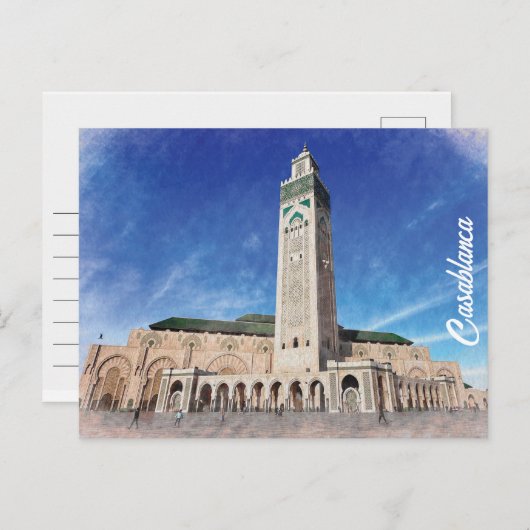 Marokko Casablanca Moschee Hassan 2 Islamisch Postkarte (Vorne/Hinten)