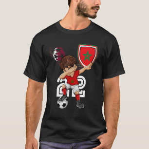 Marokko Dabbing Fußball Boy Marokkanische Flagge F T-Shirt