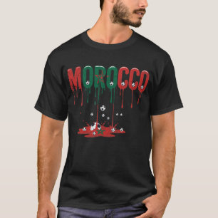 Marokko Dripping Flag Football Soccer T-Shirt